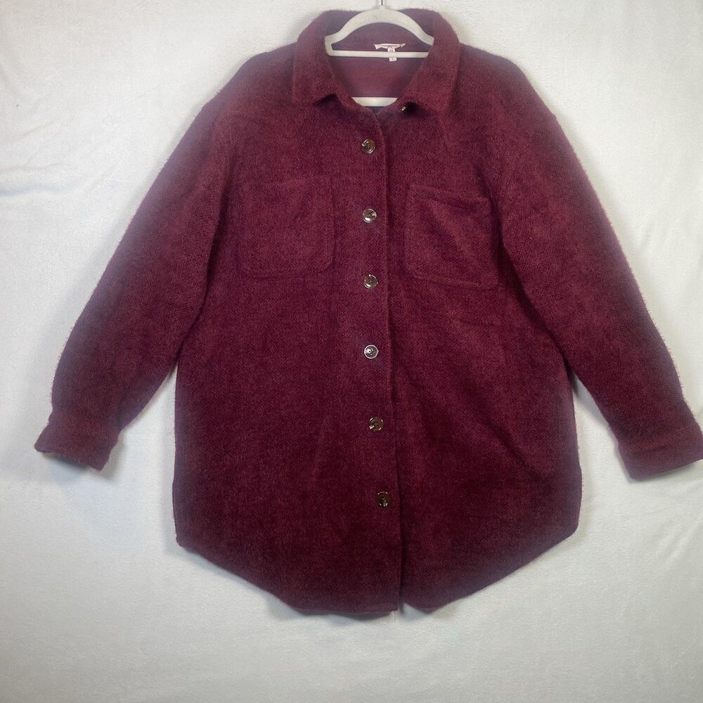 Maurices Wine Textured Button Down Shacket – Size L